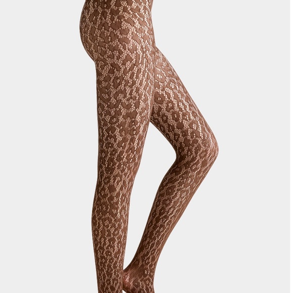 Wolford brown animal pattern lace tights made in Italy NWT - Picture 14 of 14